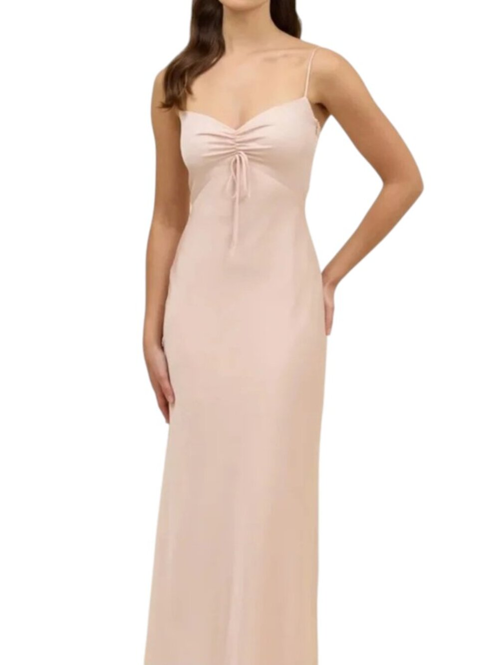 Park & Fifth Pink York Maxi Dress Size M Ruched Slip Wedding Guest Bridesmaid